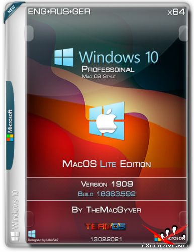 Windows 10 Pro 1909 MacOS Lite Edition x64 by TheMacGyver (ENG+RUS+GER/2021)