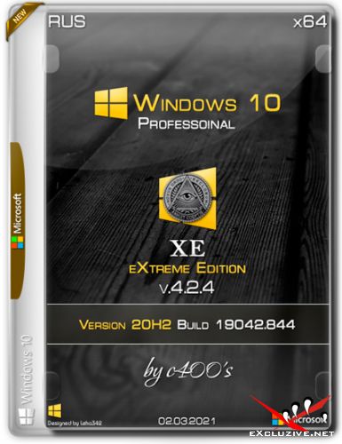 Windows 10 Professional x64 XE v.4.2.4 by c400's (RUS/2021)