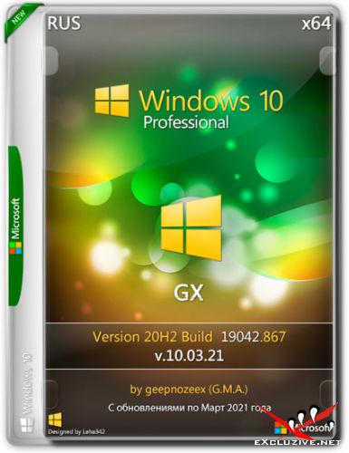 Windows 10 Pro x64 20H2.19042.867 GX v.10.03.21 (RUS/2021)