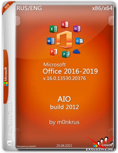 Microsoft Office 2016-2019 AIO v.16.0.13530.20376 build 2012 by m0nkrus (RUS/ENG/2021)