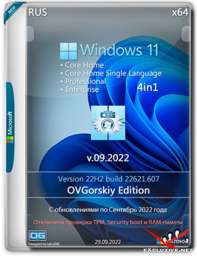 Windows 11 x64 22H2 4in1 Upd v.09.2022 by OVGorskiy (RUS)