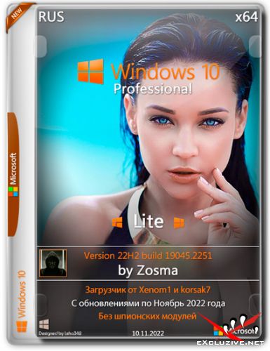 Windows 10 Pro x64 Lite 22H2.19045.2251 by Zosma (RUS/2022)