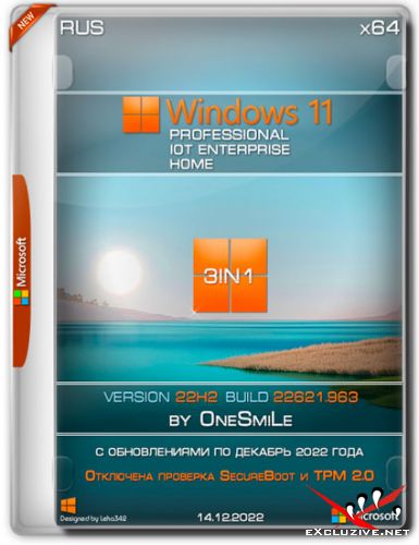Windows 11 x64 3in1 22H2.22621.963 by OneSmiLe (RUS/2022)